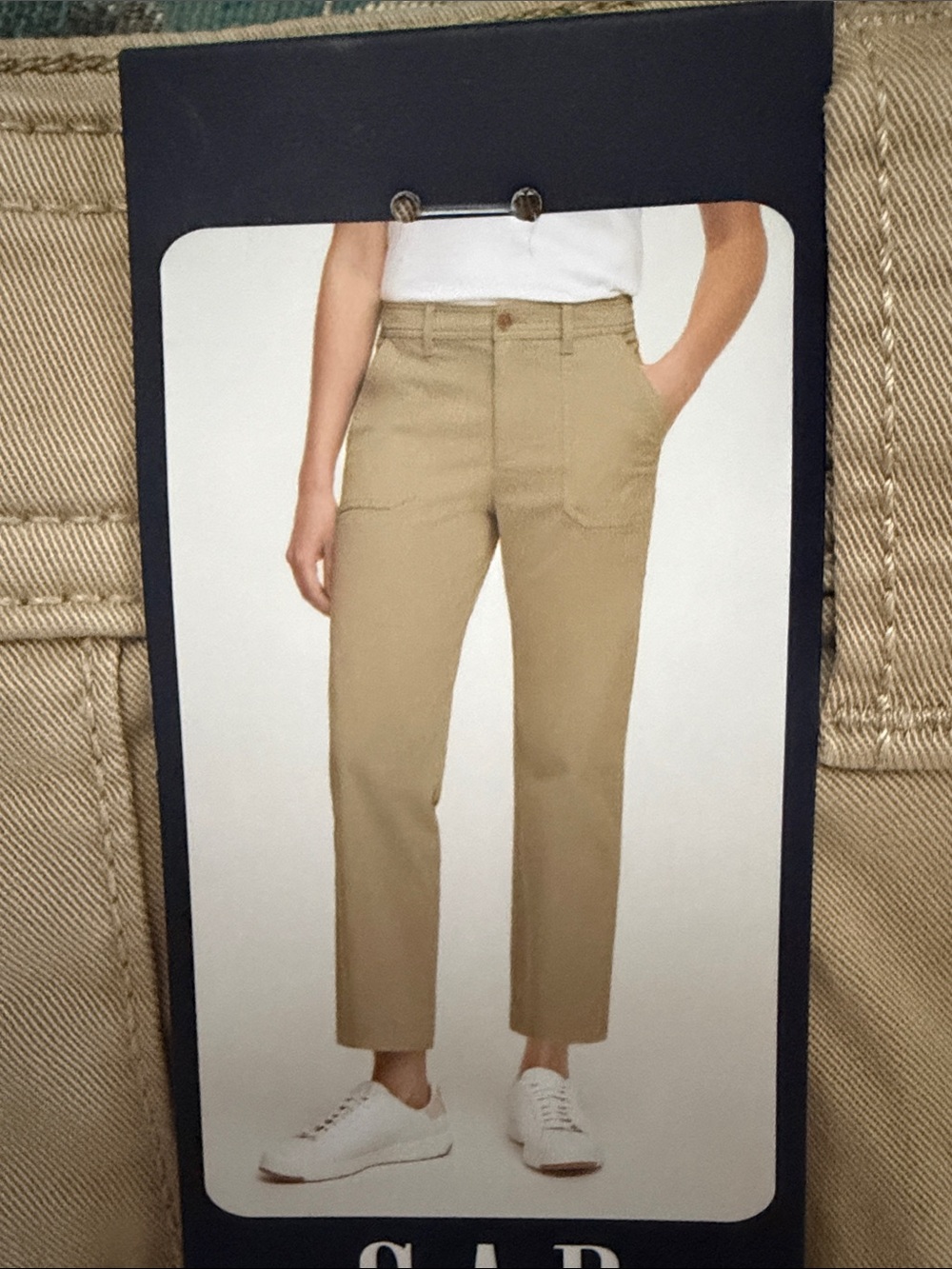 GAP Khaki Cropped Straight-Leg Jeans